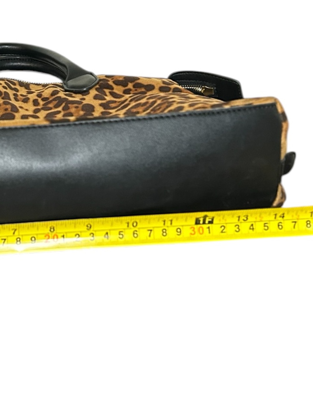 Leopard Print Suede Satchel Bag Expandable Sides Top Handle - Picture 11 of 11